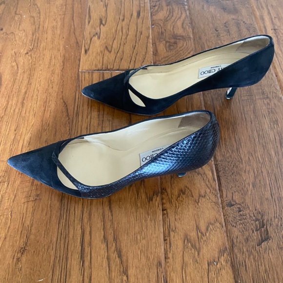 Jimmy Choo Adina suede and snakeskin heels, Black, Size EU 37.5/US 7.5 - Picture 4 of 7